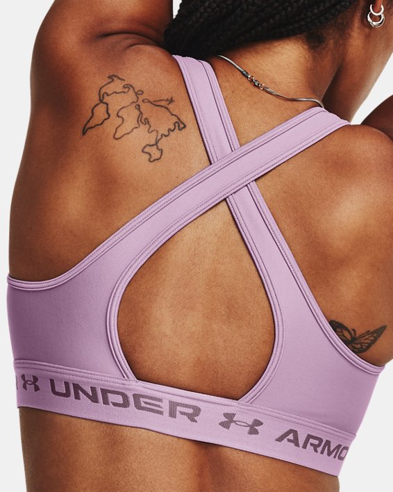 Women's Armour® Mid Crossback Sports Bra in Purple image number 8